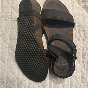 Teva Black and Brown Cork Footbed Women's Sandals